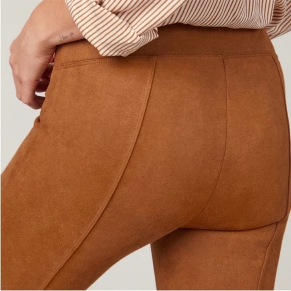 NWT Spanx Faux Suede Pull On High Waisted Leggings Rich Caramel - Picture 4 of 10